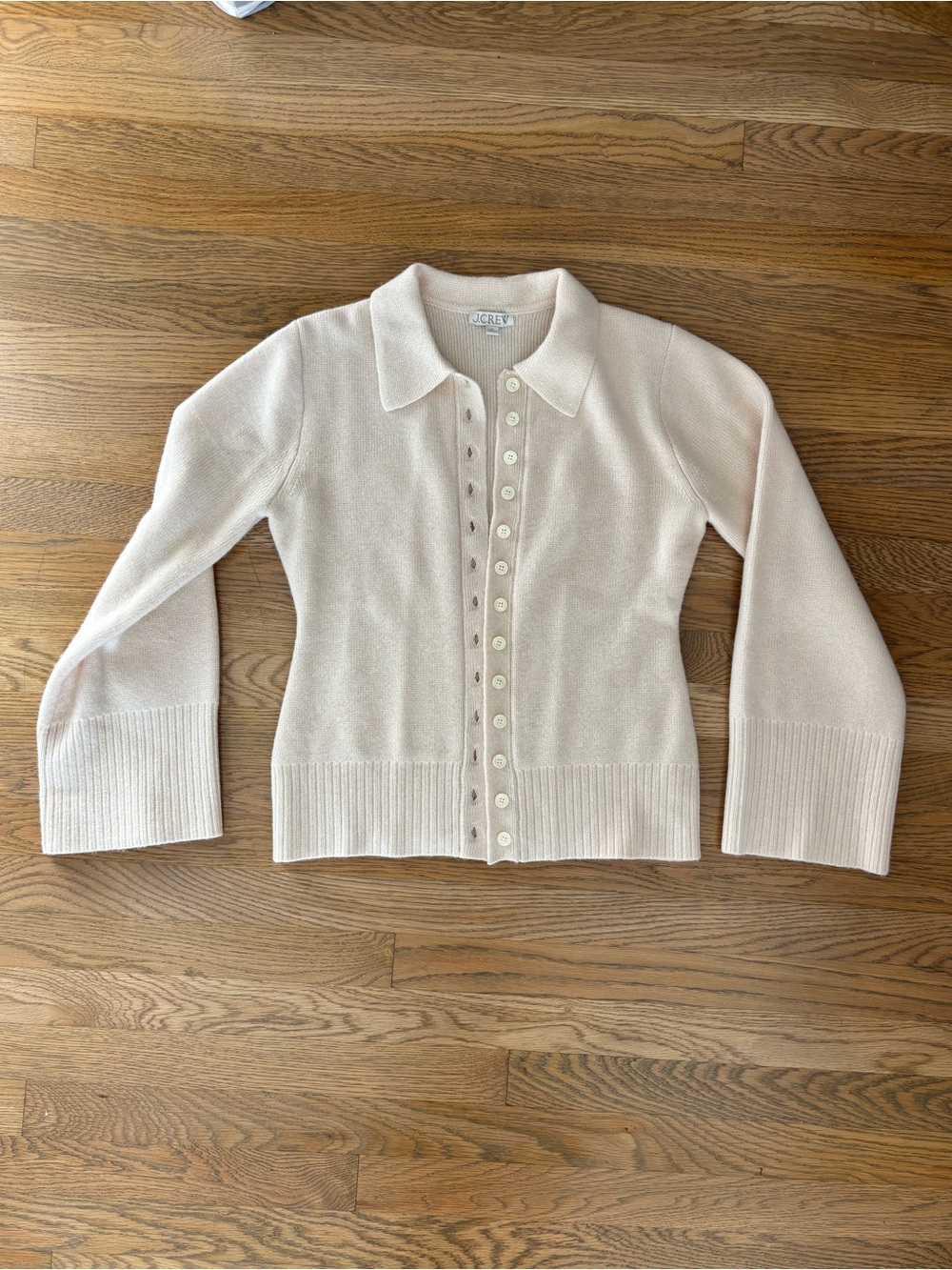 J. Crew Cream Collared Button-Up Cardigan